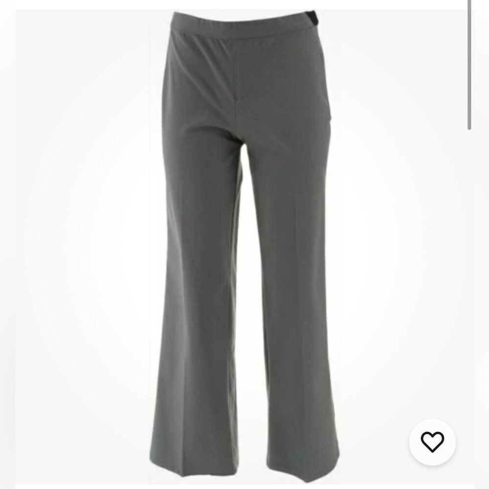 Revolve Halston Studio Stretch Full Length Wide Leg Pants in Granite Petite 10